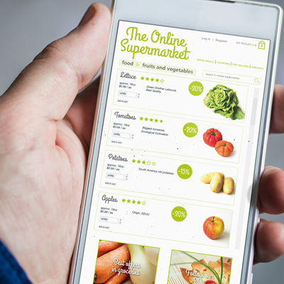 Smart phone with supermarket app