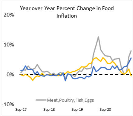 Year over year change in food inflation